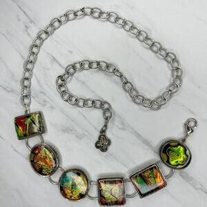 Vintage Chico's Colorful Abstract Station Chain Belt OS ✨